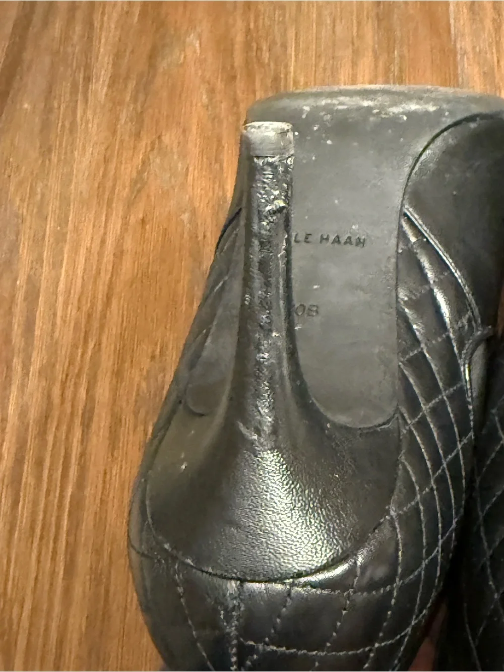 Cole Haan Maxfield Shootie Quilted Black Leather Ankle Boot Heels Size 10